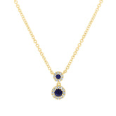 0.06ct Diamond & 0.13ct Blue Sapphire 14k Yellow Gold Pendant